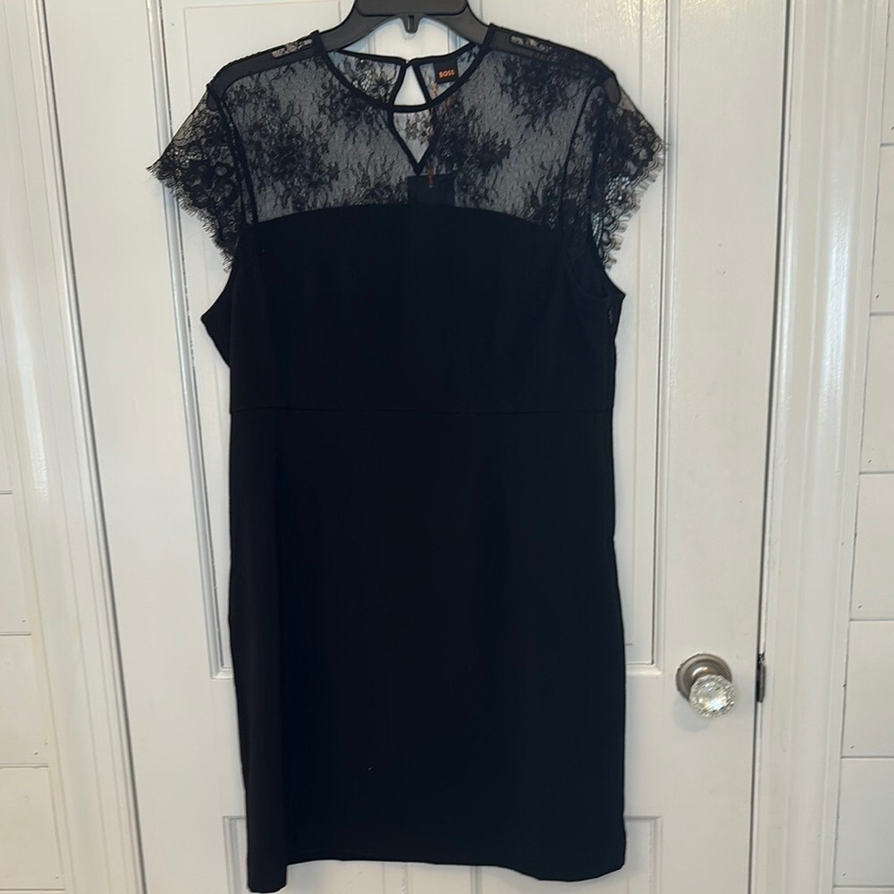 Boss‎ Black Lace Top Cap Sleeve Dress size XXL NWT